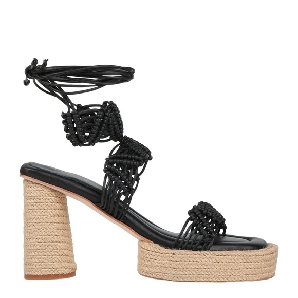Paloma Barcelo Shoes - Paloma Barcelo Black Macrame Lace Up Platforms